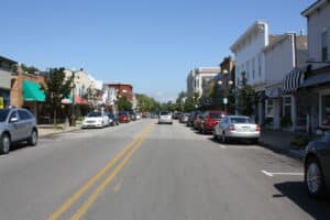 Downtown Harbor Springs, Michigan looking east along M-119