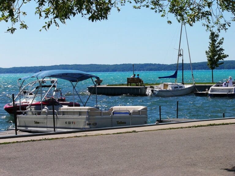 Turquoise water of Torch Lake, Michigan