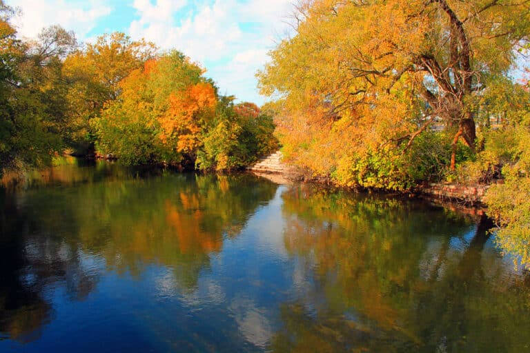 Boardman River flowing through downtown Traverse City, Michigan